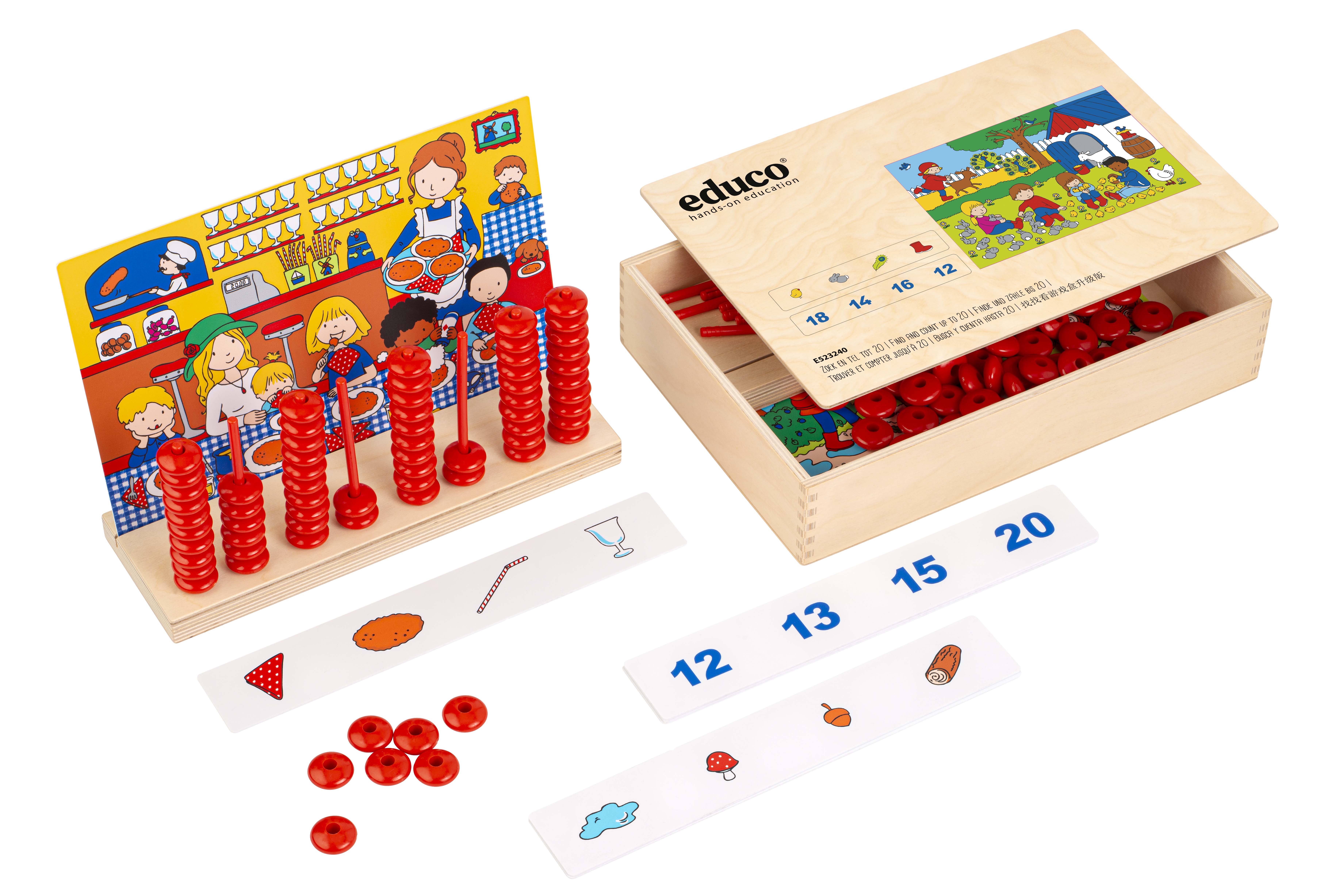 Finde und zähle bis 20 - Zählspiel aus Holz, ab 5 Jahre