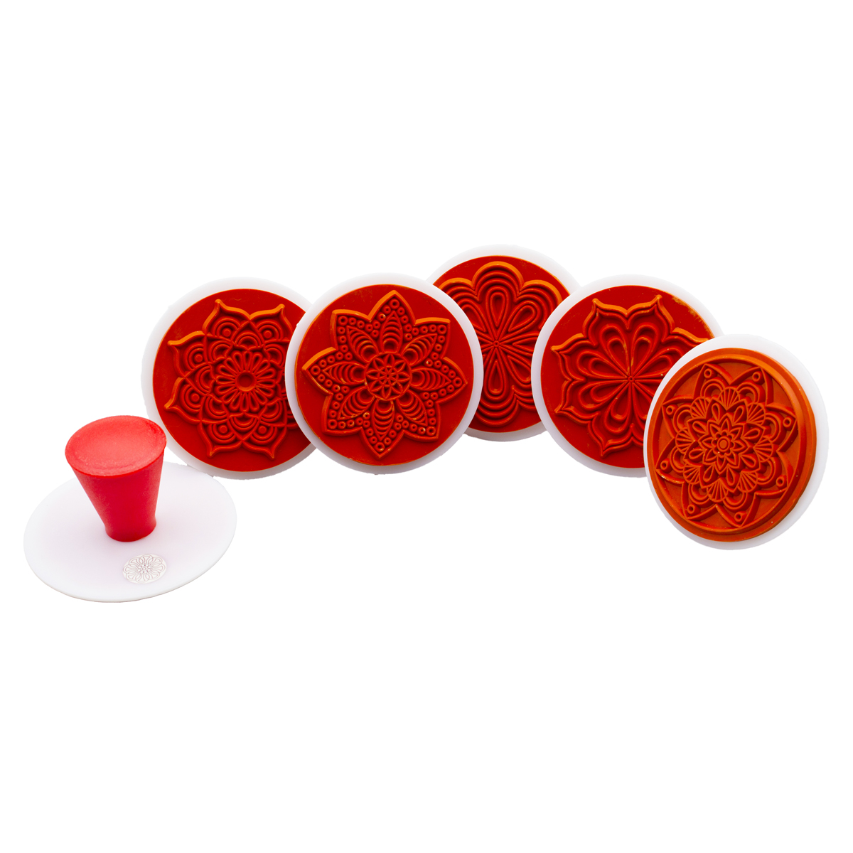 Mandalastempel 6er Set, Phantasie Motive, Ø 7,5 cm, zum Ausmalen