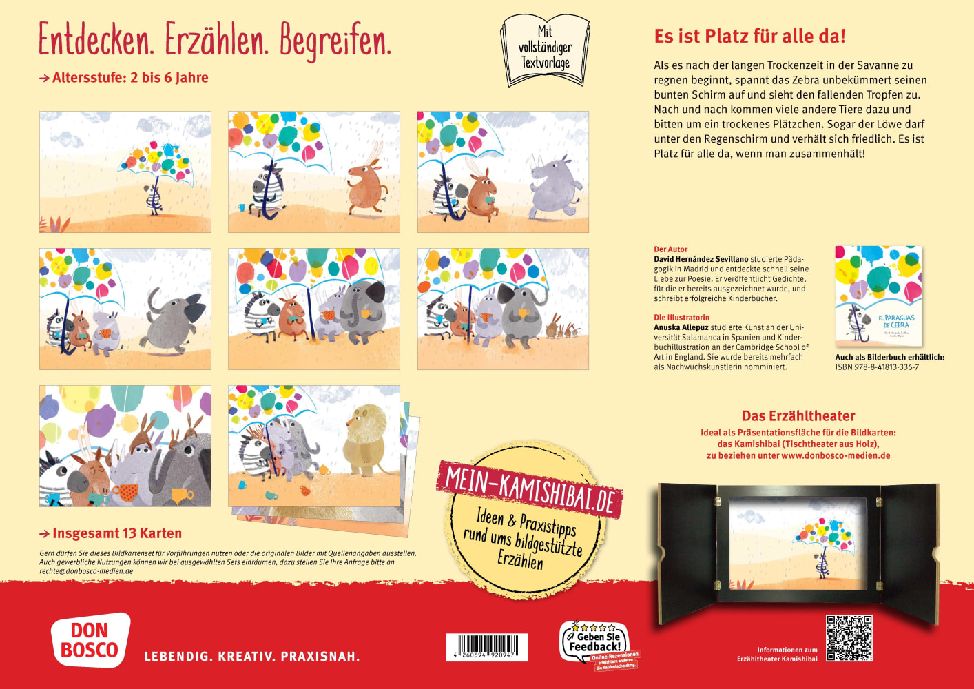 Das Zebra mit dem Regenschirm. Kamishibai Bildkartenset, 3-6 Jahre