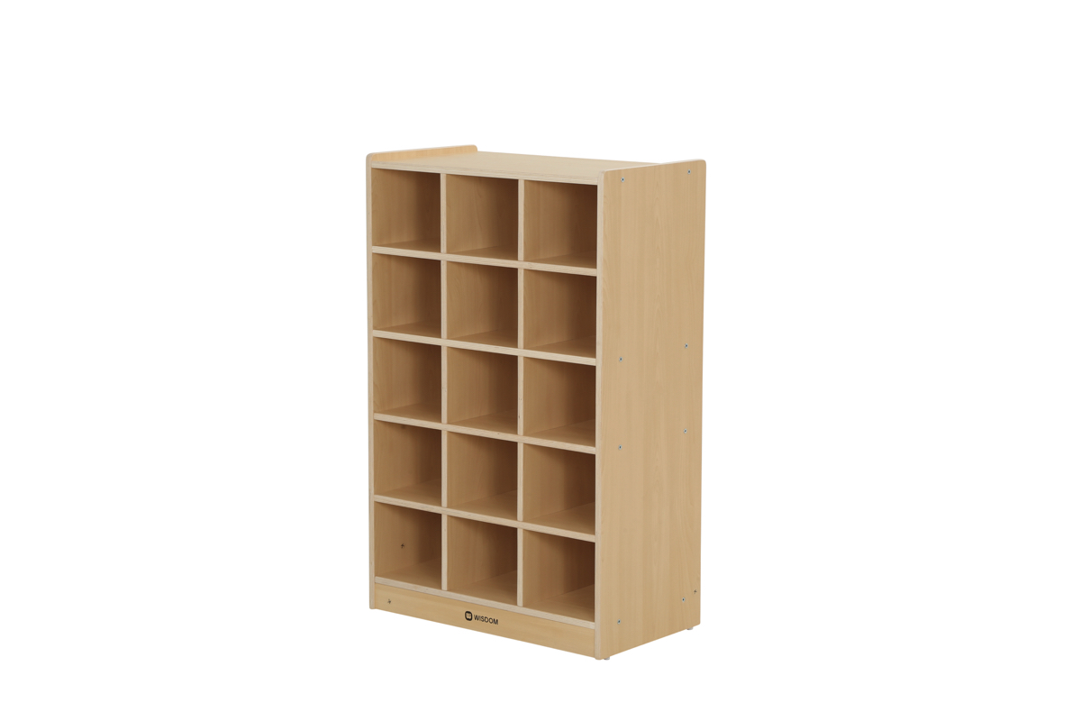 Kinder-Schuhregal, hoch, 15 Fächer, 64x35x100 cm, Ahorn