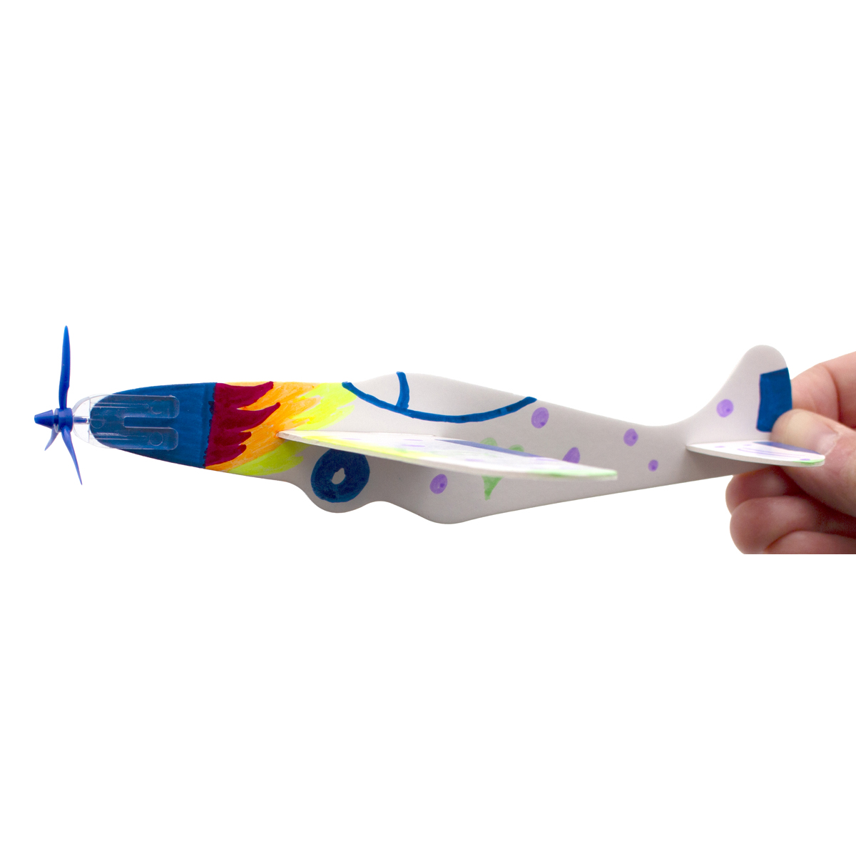 Styro Flieger 12er Set, 19 x 19 cm, bemalbar, Propeller und Klammer inkl