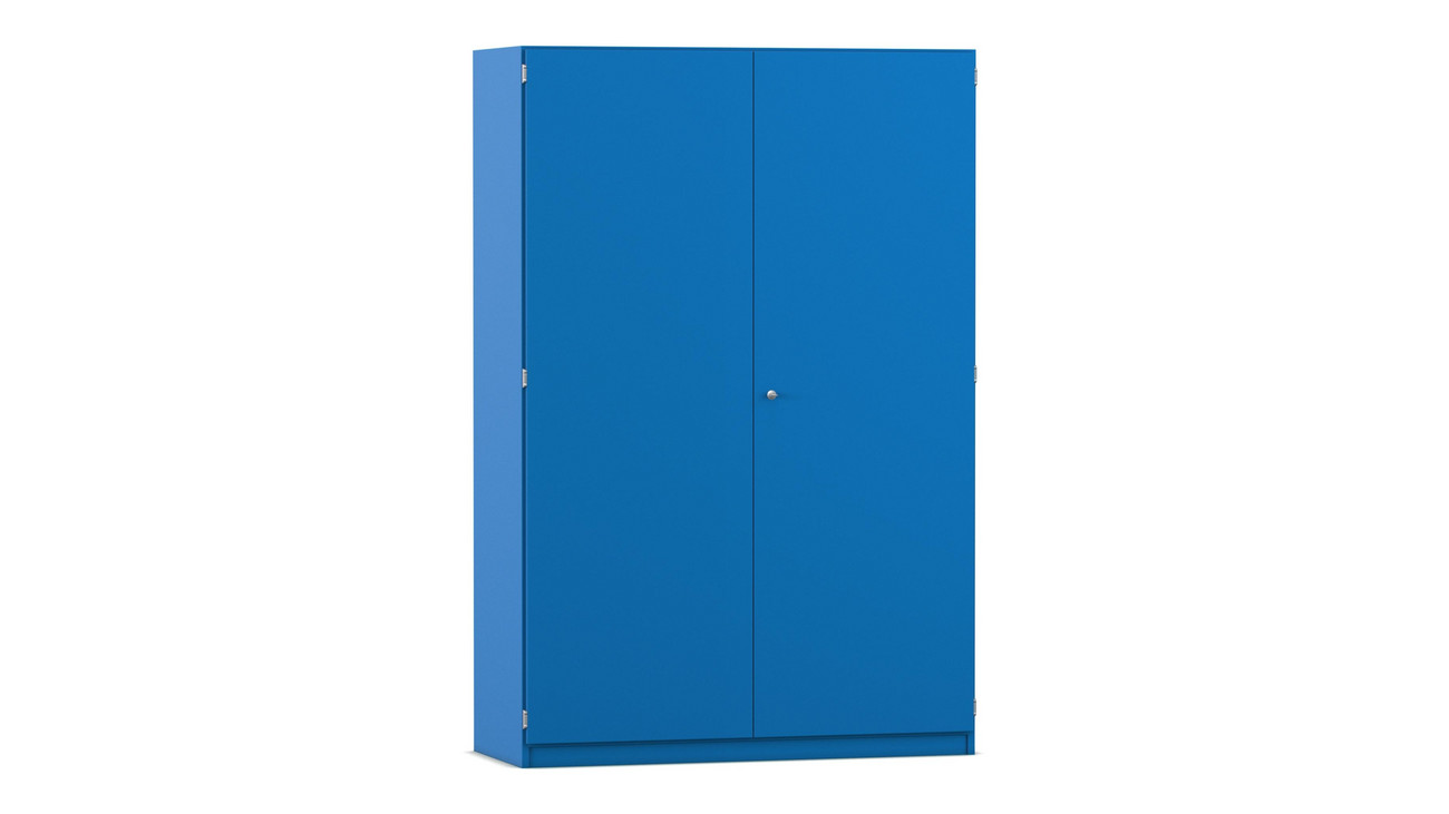 Flexeo® Garderobenschrank mit einer Garderobe und 6 Fächern, blau, 60 cm Tiefe, mit Schloss
