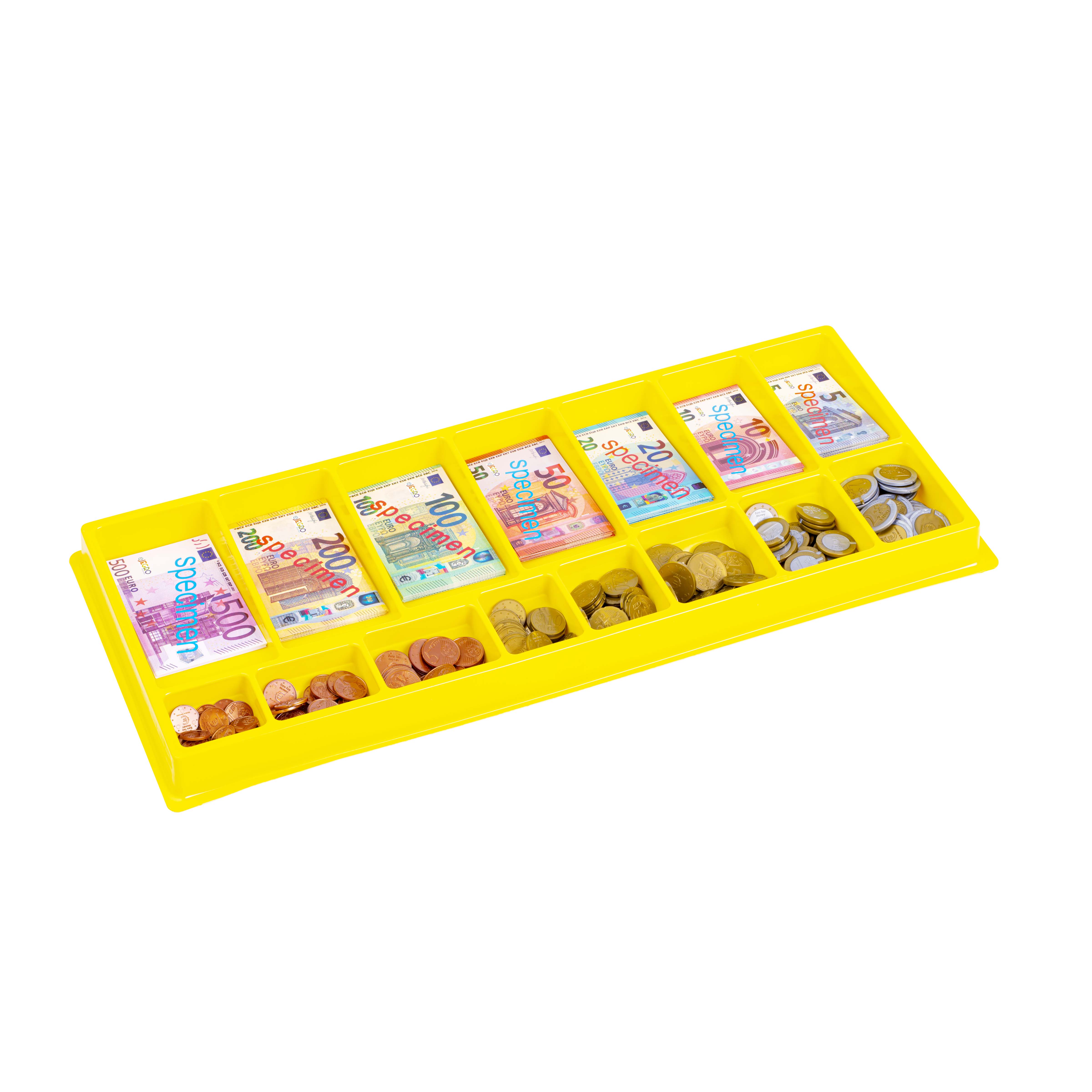 Euro-Sortierbox mit Münzen und Scheinen, 290 Teile