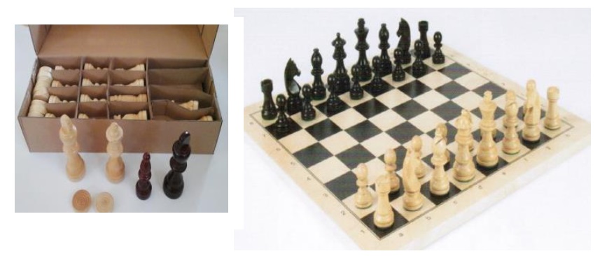 Schach/Dame inkl. Figuren, Spielteppich
