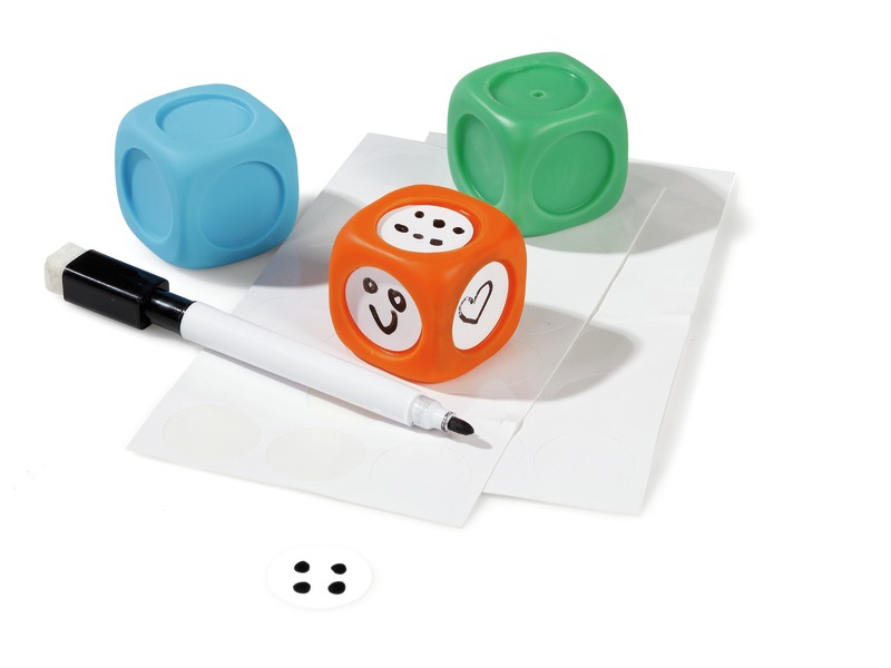 Würfel zum Personalisieren, 3 beschreibbare Würfel mit Stift, ab 3 Jahren
