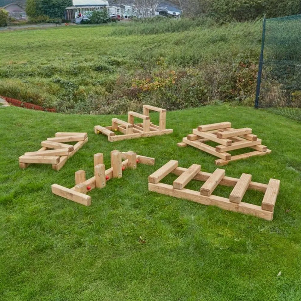 Balancier-Set, aus Holz, 5-teilig, Outdoor