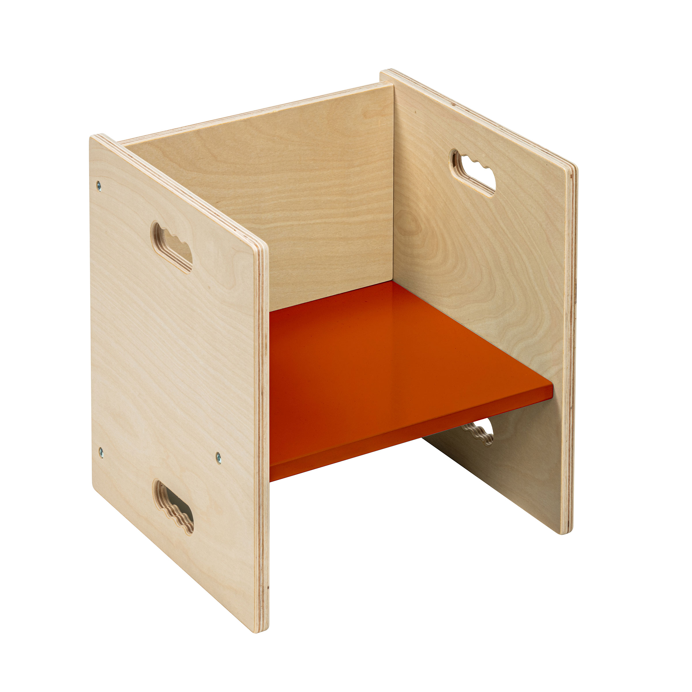 Kubenstuhl 33 x 33 cm, Indischrot – Stuhl mit 2 Sitzhöhen