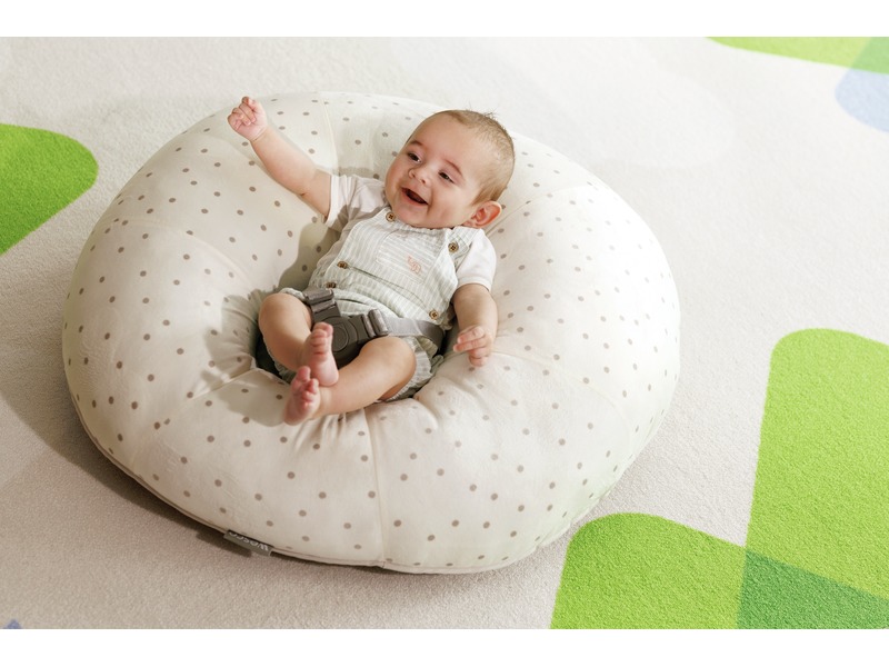 Babykissen Kuschelnest mit Gurt und Samtbezug, Ø 65 cm, ab 0 Jahren, elfenbein