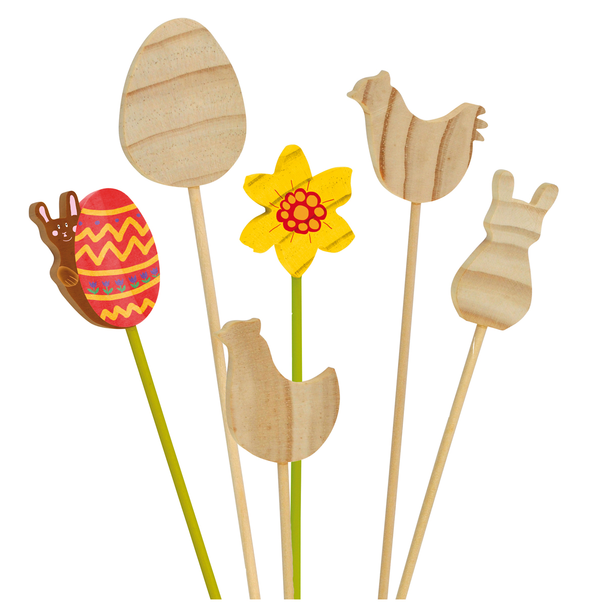 Blumenstecker Ostern 12er Set, 12 Motive, Stab ca. 20 cm