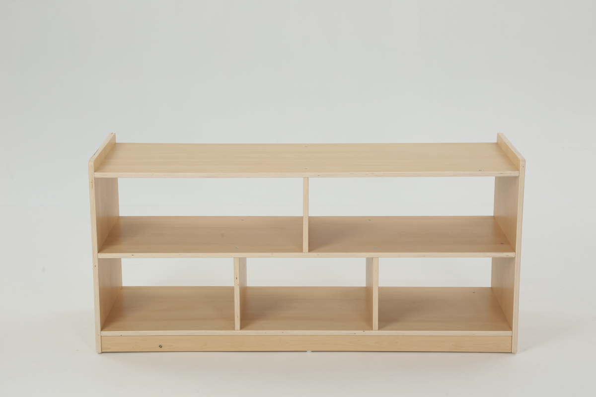 Kinder-Regal, Raumteiler, niedrig, Gerade, 5 Fächer, 120x39x57 cm, Ahorn