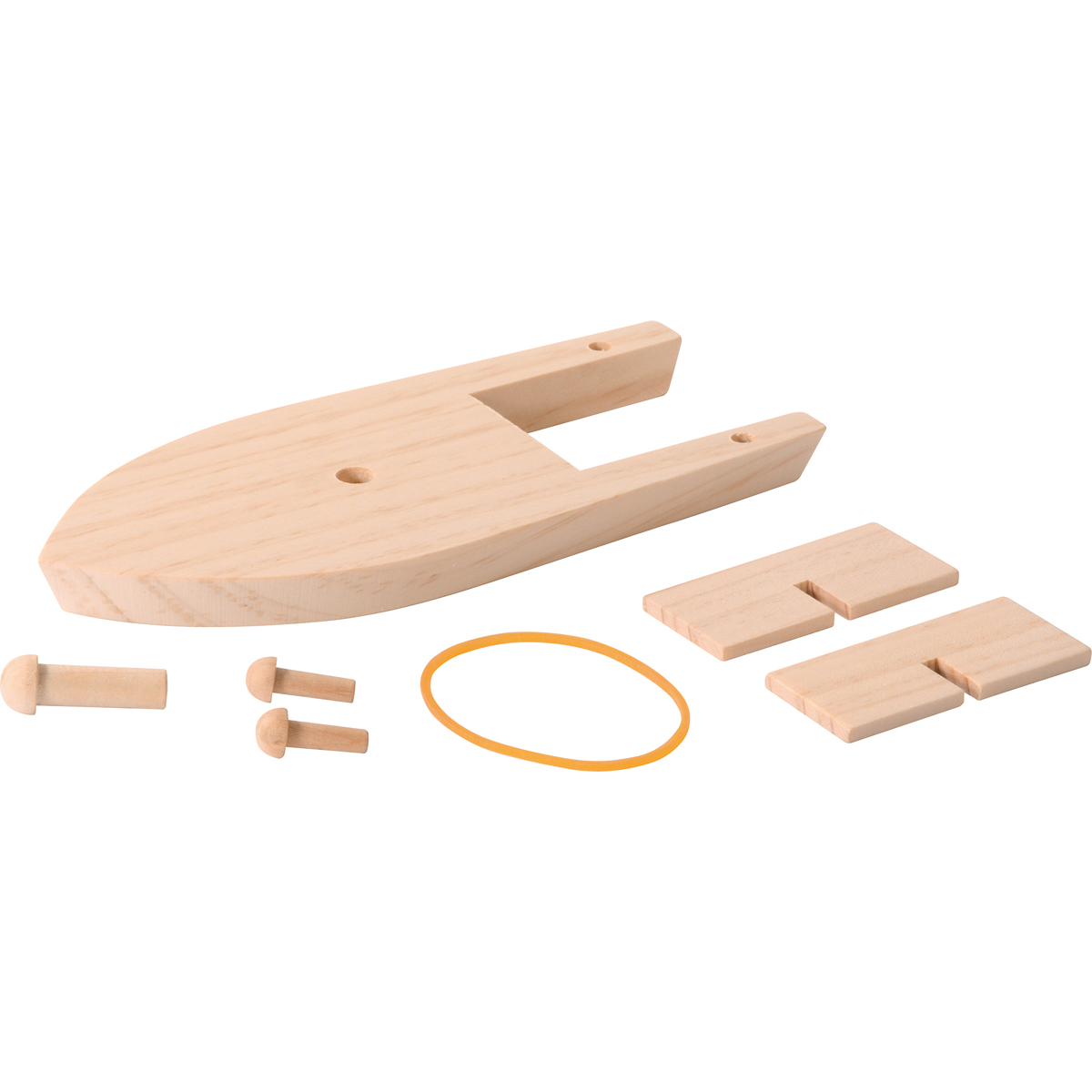 Boot mit Gummiantrieb 17 x 7,5 x 4 cm, Bausatz mit Gummimotor