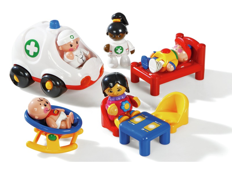 Spielset Klinik mit Krankenwagen und 4 Figuren für Rollenspiele, ab 1 Jahr