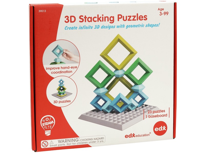 3D-Stapelspiel mit Basis und 23 Bausteinen, 24 Teile, ab 3 Jahren