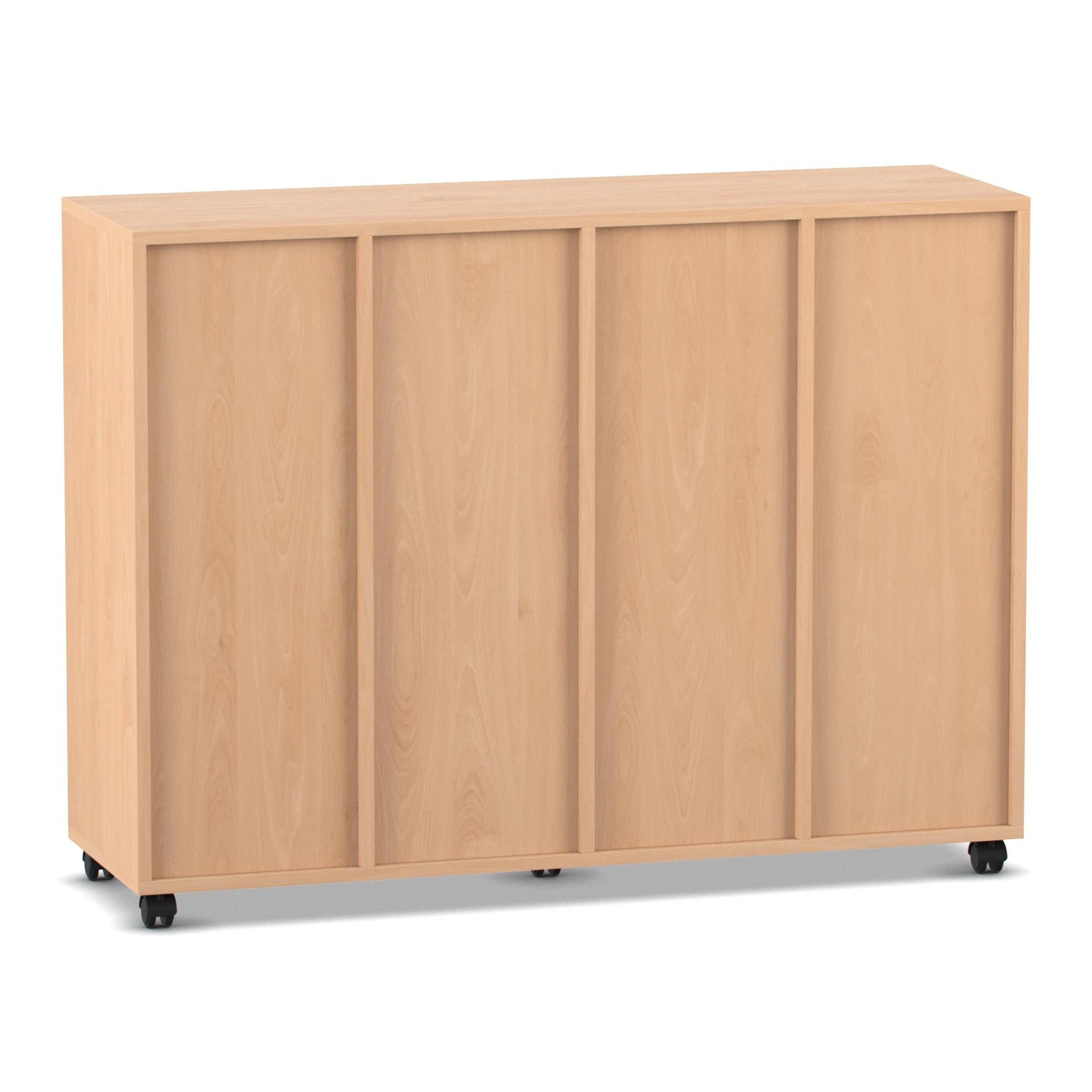 Flexeo® Regal, Buche hell, 4 Reihen, 12 Fächer, HxBxT: 98 x 130,7 x 40,8 cm, Rollen