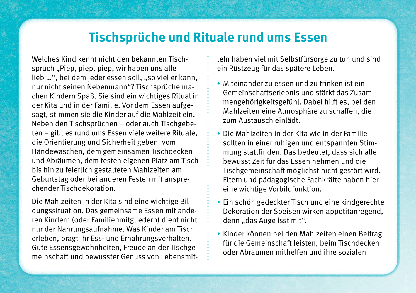 Viele kleine Fische schwimmen heut zu Tische, Kartensatz, 3-7 Jahre