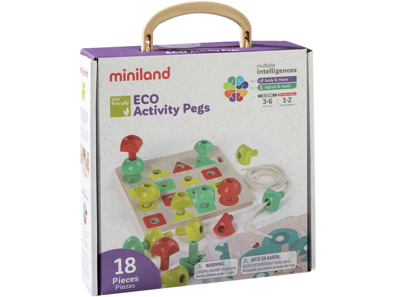 Lernspiel Mosaik und Fädeln mit Spielbrett und 18 Spielfiguren, ab 3 Jahren
