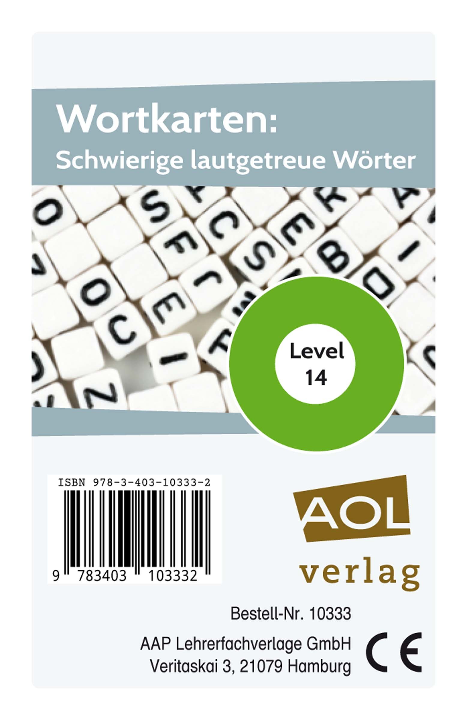 Wortkarten: Schwierige lautgetreue Wörter - Level 14, 1. bis 4. Klasse