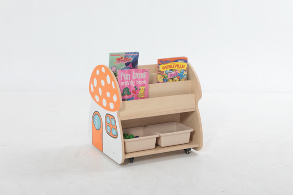 Kinder-Bücherwagen, Pilz, mit Rollen, 60x58x61 cm