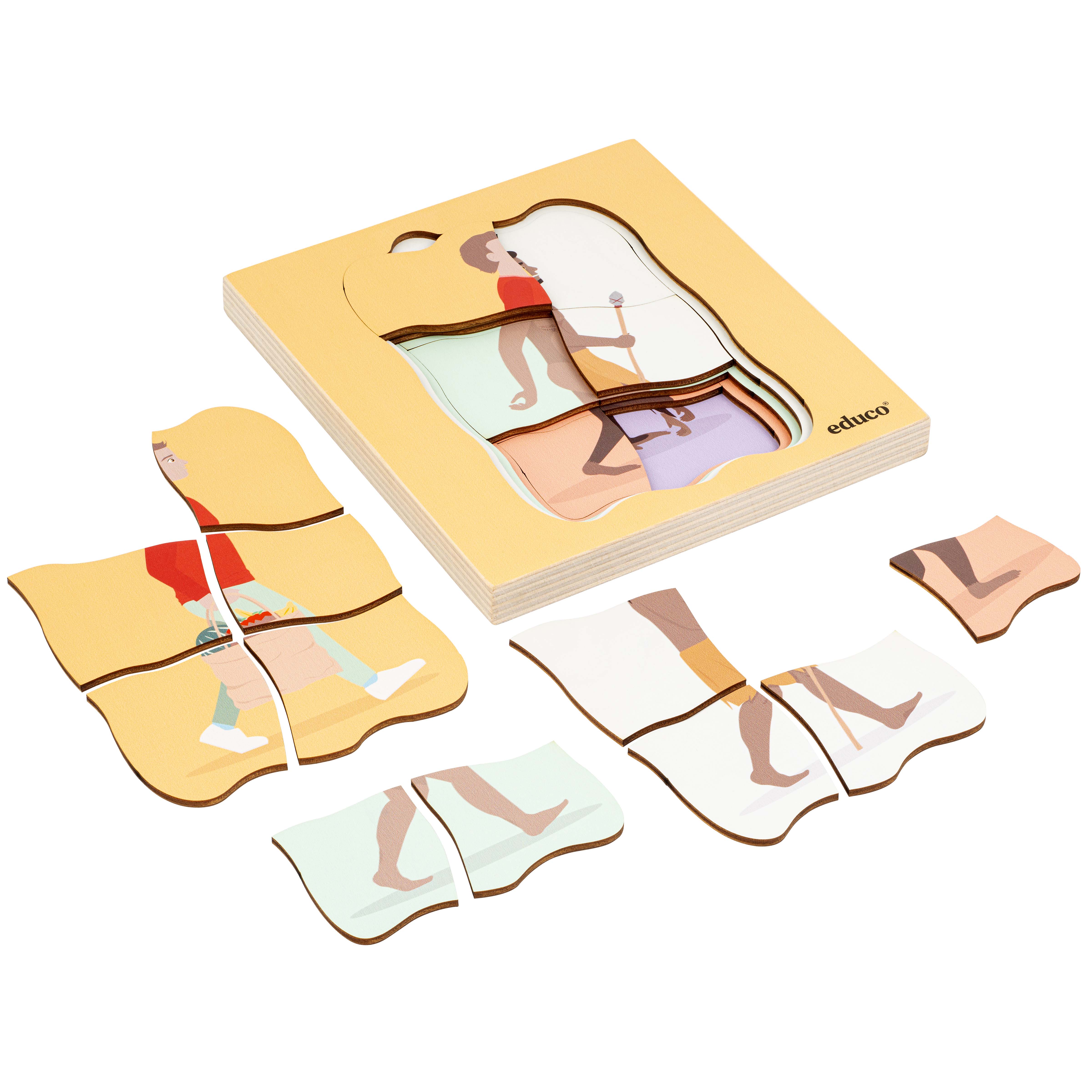Evolution Menschheit – Schichtenpuzzle aus Holz, 24 Teile
