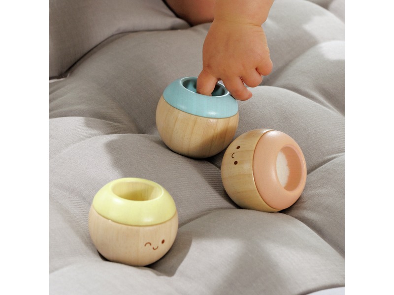 Holzrasseln Sensorik für Babys, 3 Stück, ab 6 Monaten