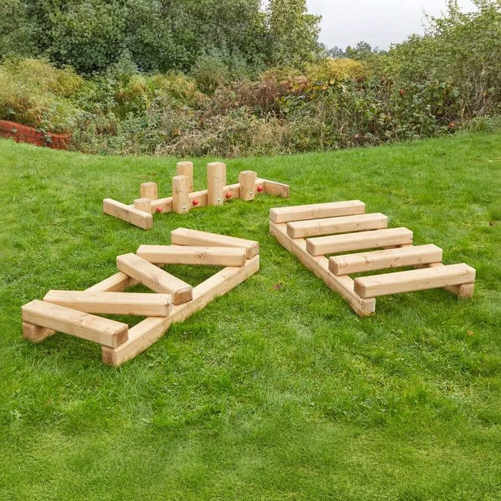 Balancier-Set, aus Holz, 3-teilig, Outdoor