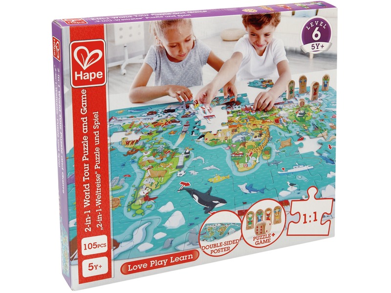 Puzzle und Spiel 2 in 1 Die Reise um die Welt, 100 Teile, ab 5 Jahren