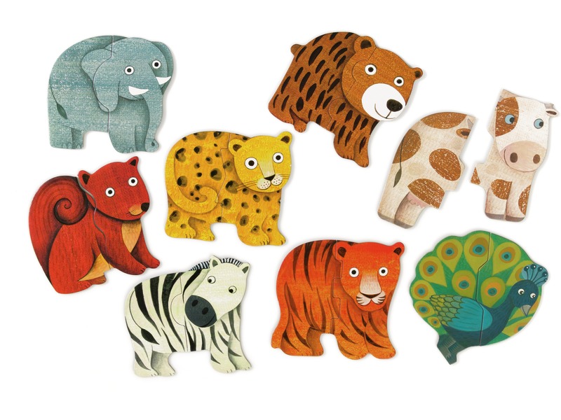 Tastpuzzles Tiere, 2-teilig, mit erhabenen Teilen, ab 2 Jahren