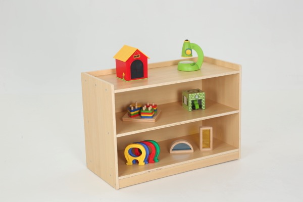 Kinder-Regal mit erhöhter Rückwand, niedrig, 2 Fächer, 82x39x57 cm, Ahorn