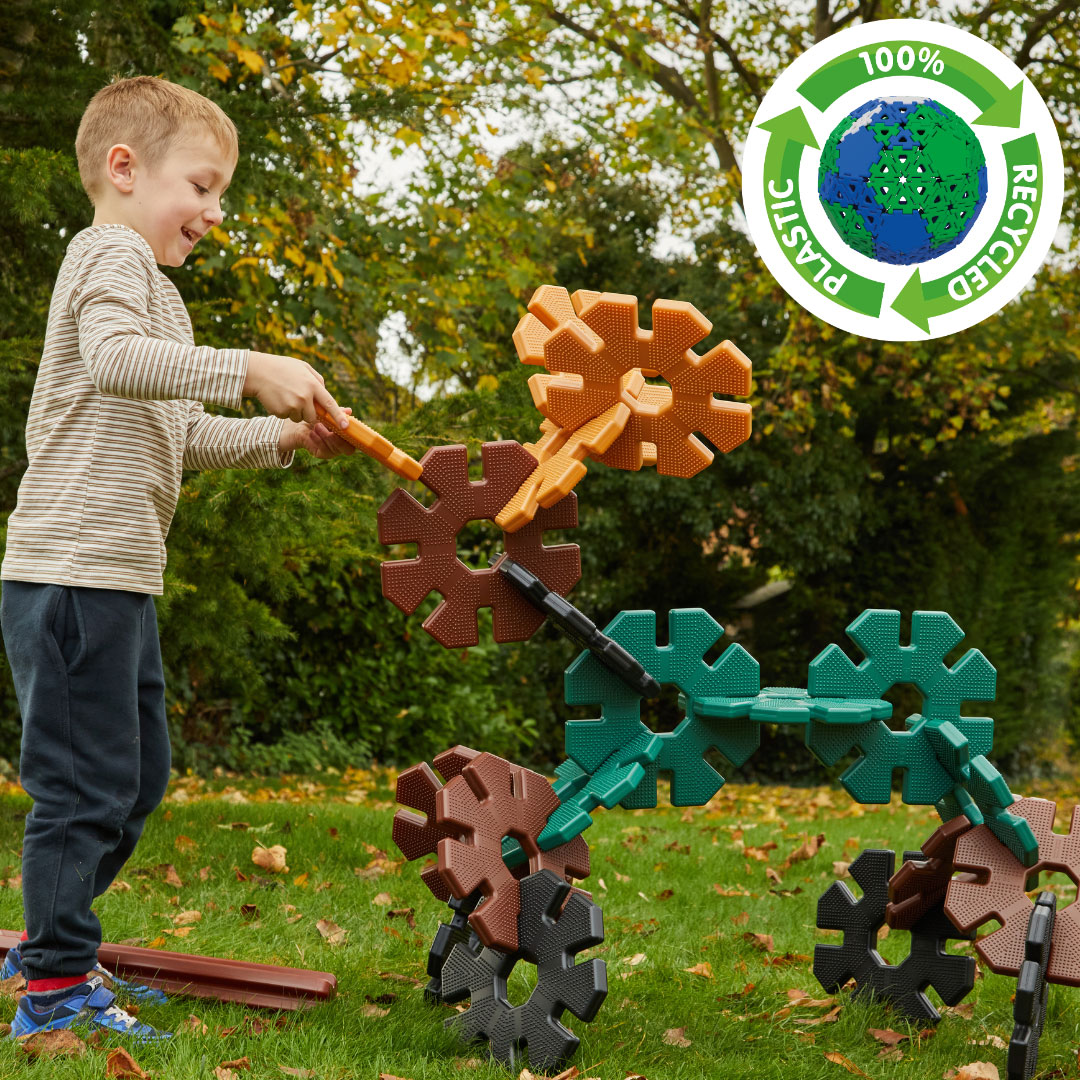 Große Steckblumen, Giant Polydron Octoplay, Starterset, Natural Colors, 21 Teile, aus Recyclingkunststoff, für Kinder