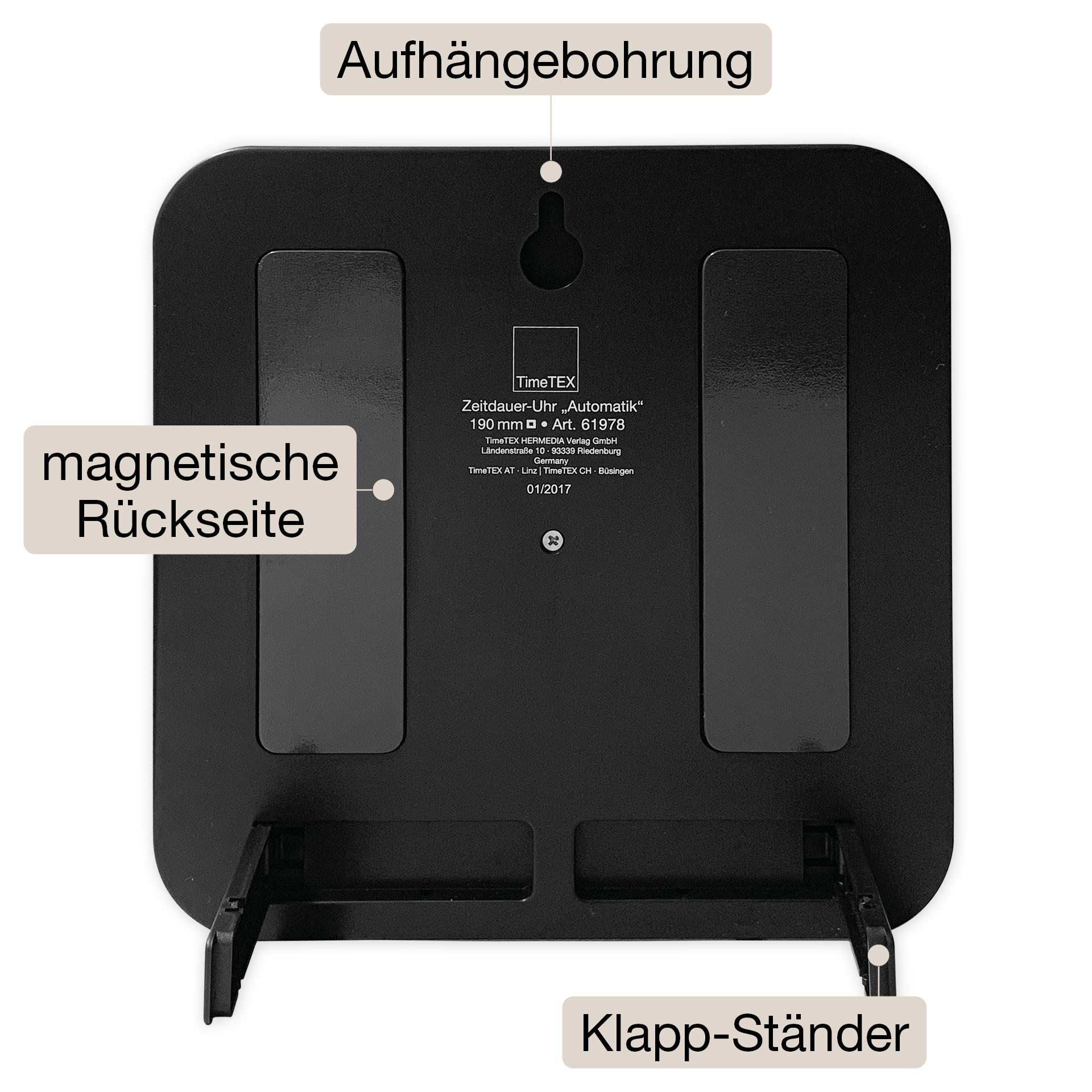 Zeitdauer-Uhr mit Ampelscheibe, magnetisch, 60 Minuten, ohne Batterie, ab 3 Jahre