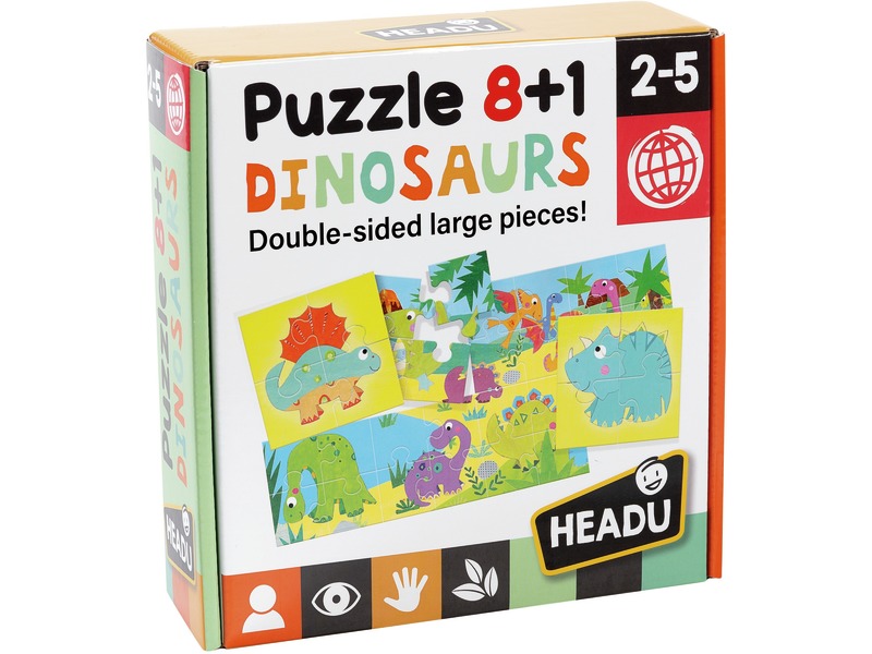 Puzzle 8-in-1 Dinosaurier, 8 kleine Puzzles und 1 großes Puzzle, ab 2 Jahren