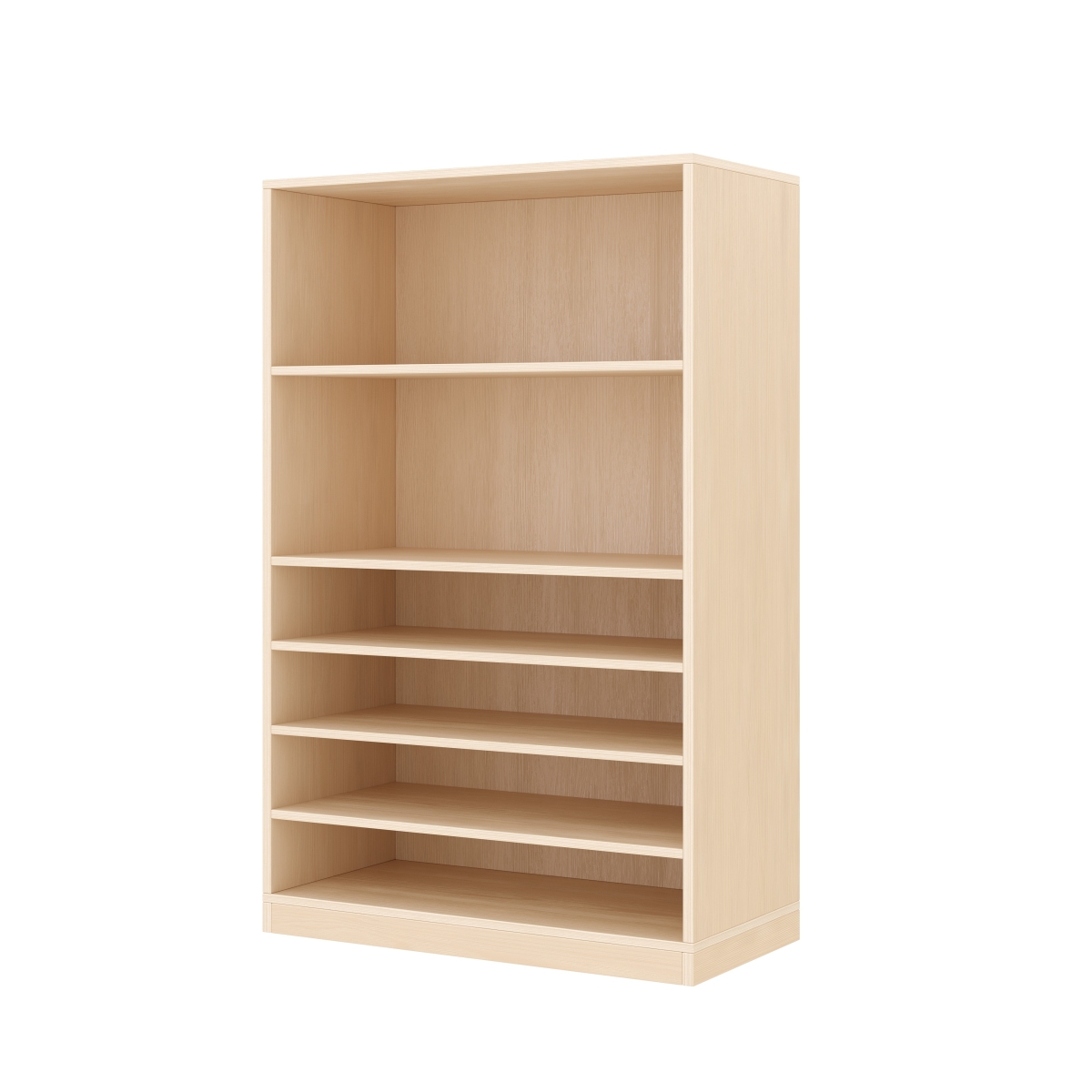 Regalschrank, mittelhoch, 6 Fächer, mit Holzsockel, 80x39x120 cm, Ahorn
