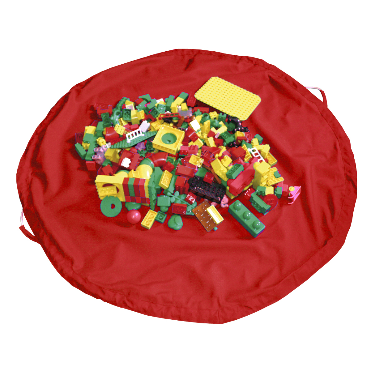 Aufräumsack Spieldecke, rot, Ø 135 cm, innenliegender Tunnelzug mit 4 Schlaufen