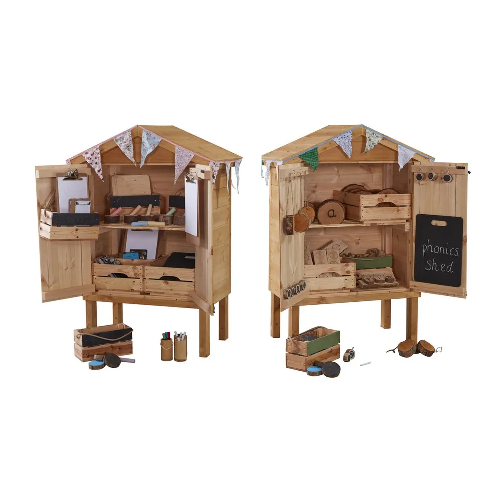 Kleine Bücher- und Materialschränke, auf stelzen, 2er Set, aus Holz, Outdoor
