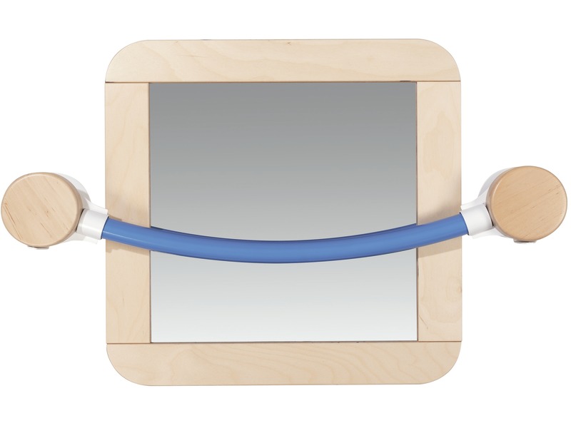 Kleiner Krippenspiegel mit gebogener Haltestange und Verbindungen, blau