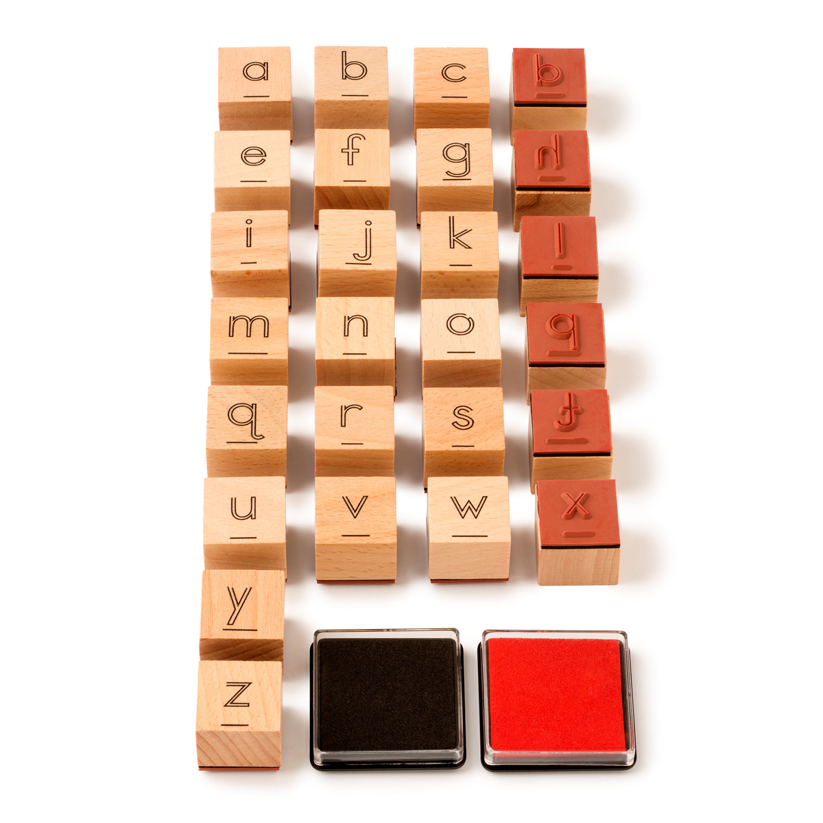 Buchstabenstempel 26er Set, inkl. schwarzes und rotes Stempelkissen
