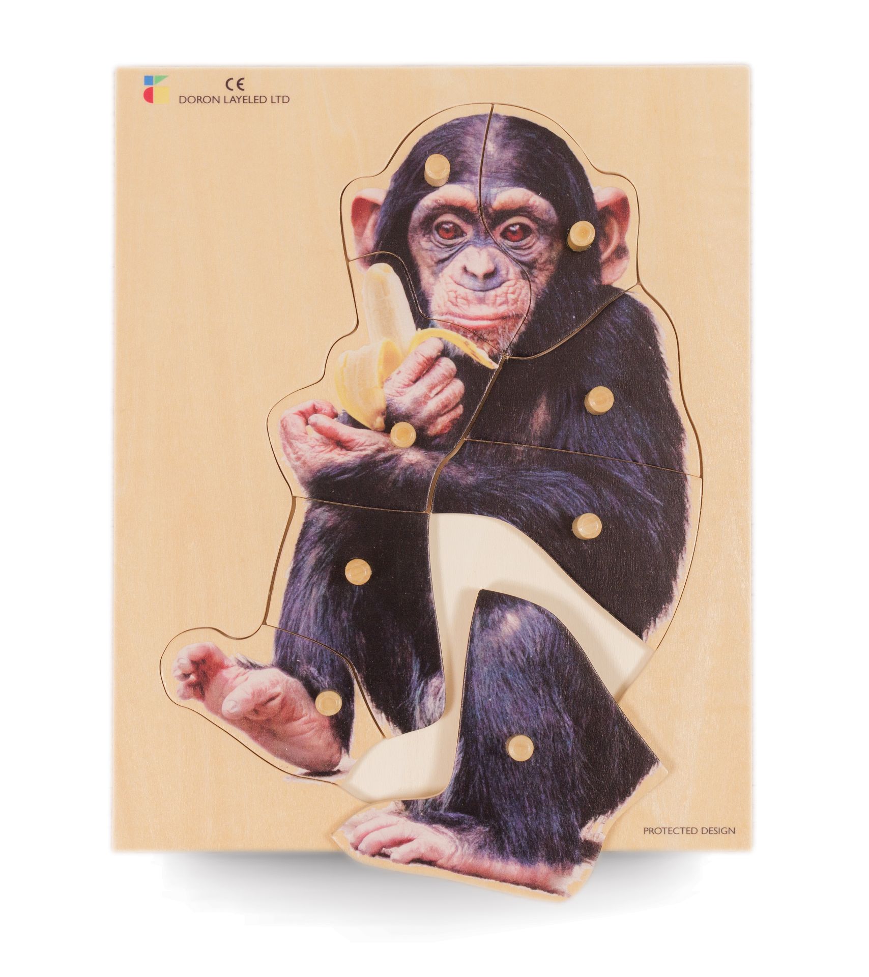Kinder-Puzzle, Schimpanse, realistisch, mit Griffen, aus Holz, ab 2 Jahren