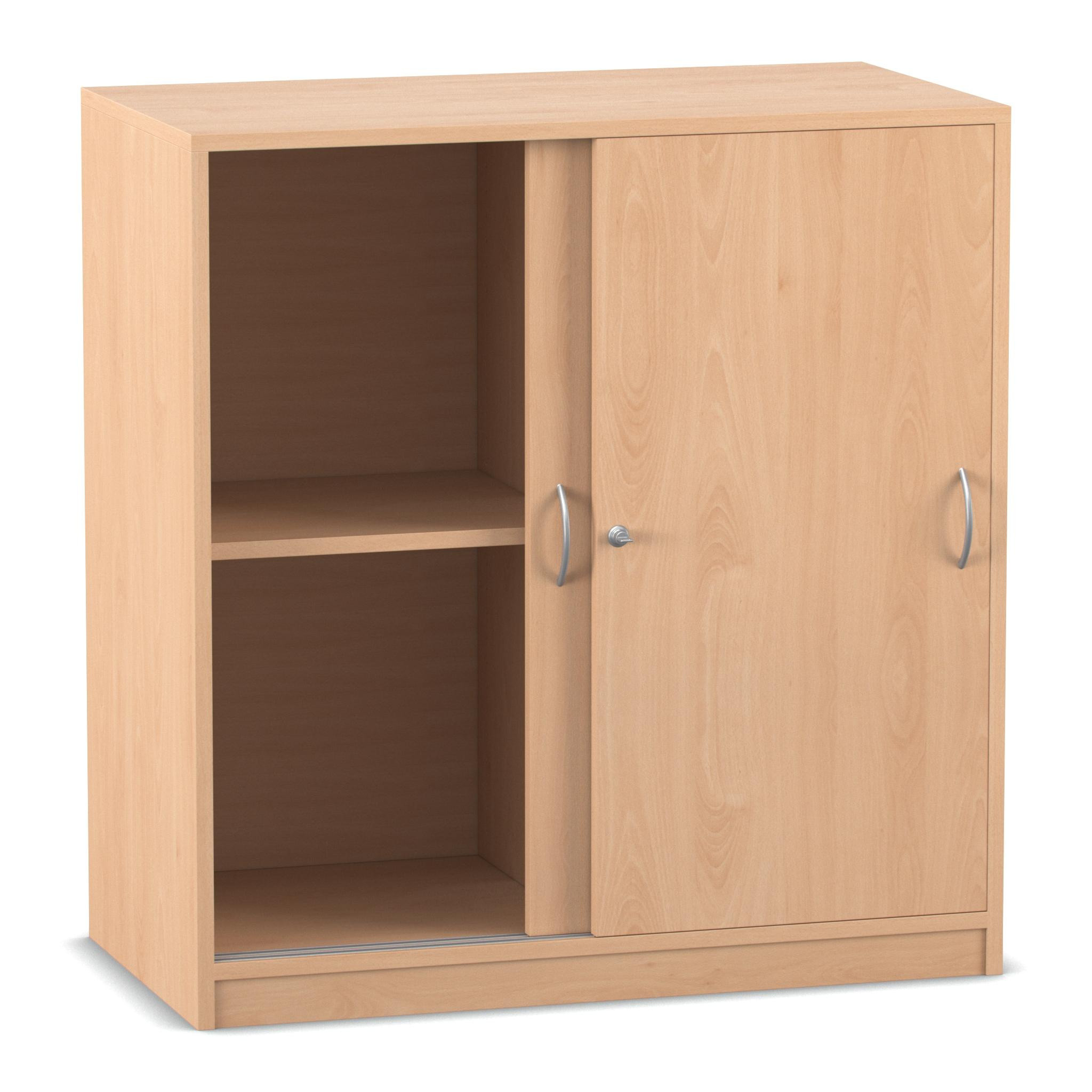 Flexeo® Schiebetürenschrank, Buche hell, 4 Fächer, Mittelwand, HxBxT: 99,1x94,4x48 cm