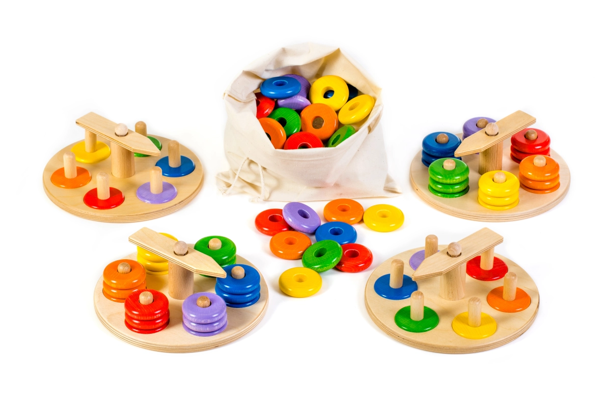 Zeiger-Steckspiel-Set - aus Holz, Motorikspielzeug, ab 18 Monaten
