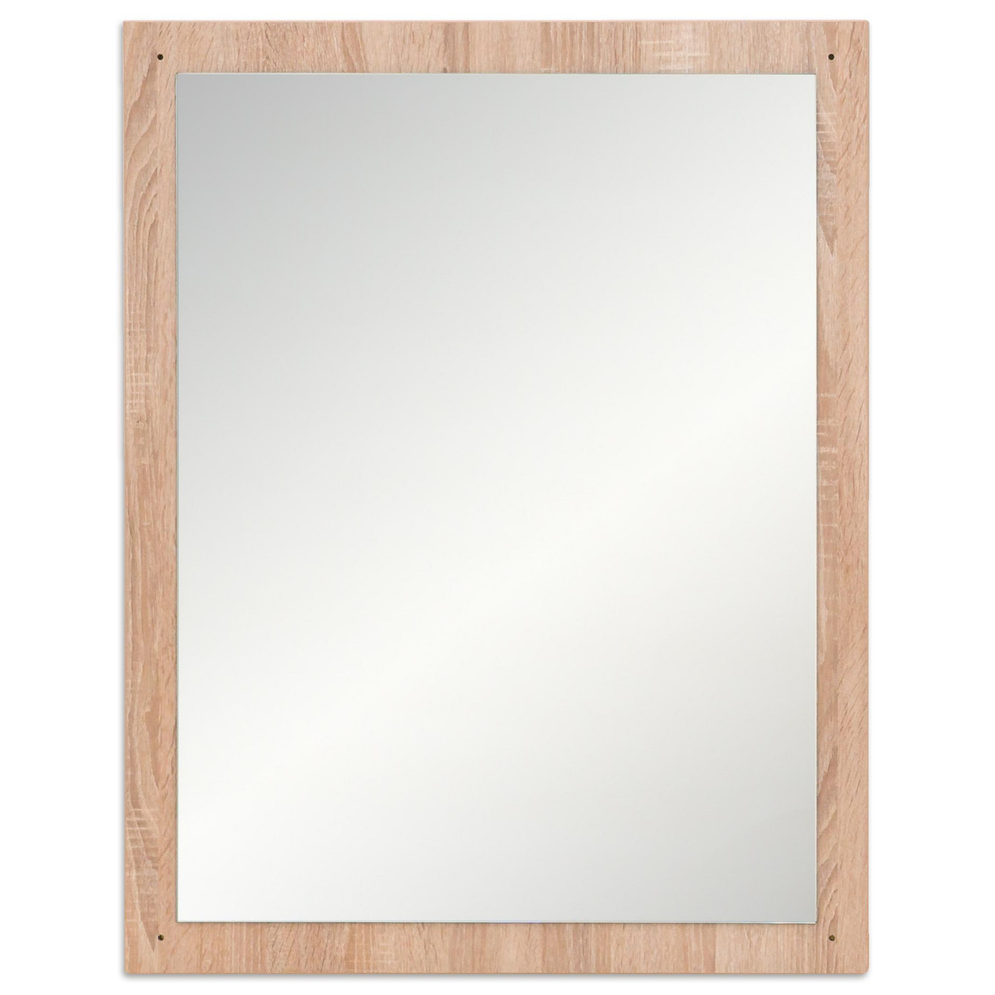 EduCasa Spiegel, 90x70 cm, Holzrahmen Eiche, Echtglas mit Splitterschutzfolie