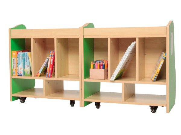 Kinder-Bücherwagen, Frosch, mit Rollen, aufklappbar, 60x74x60 cm