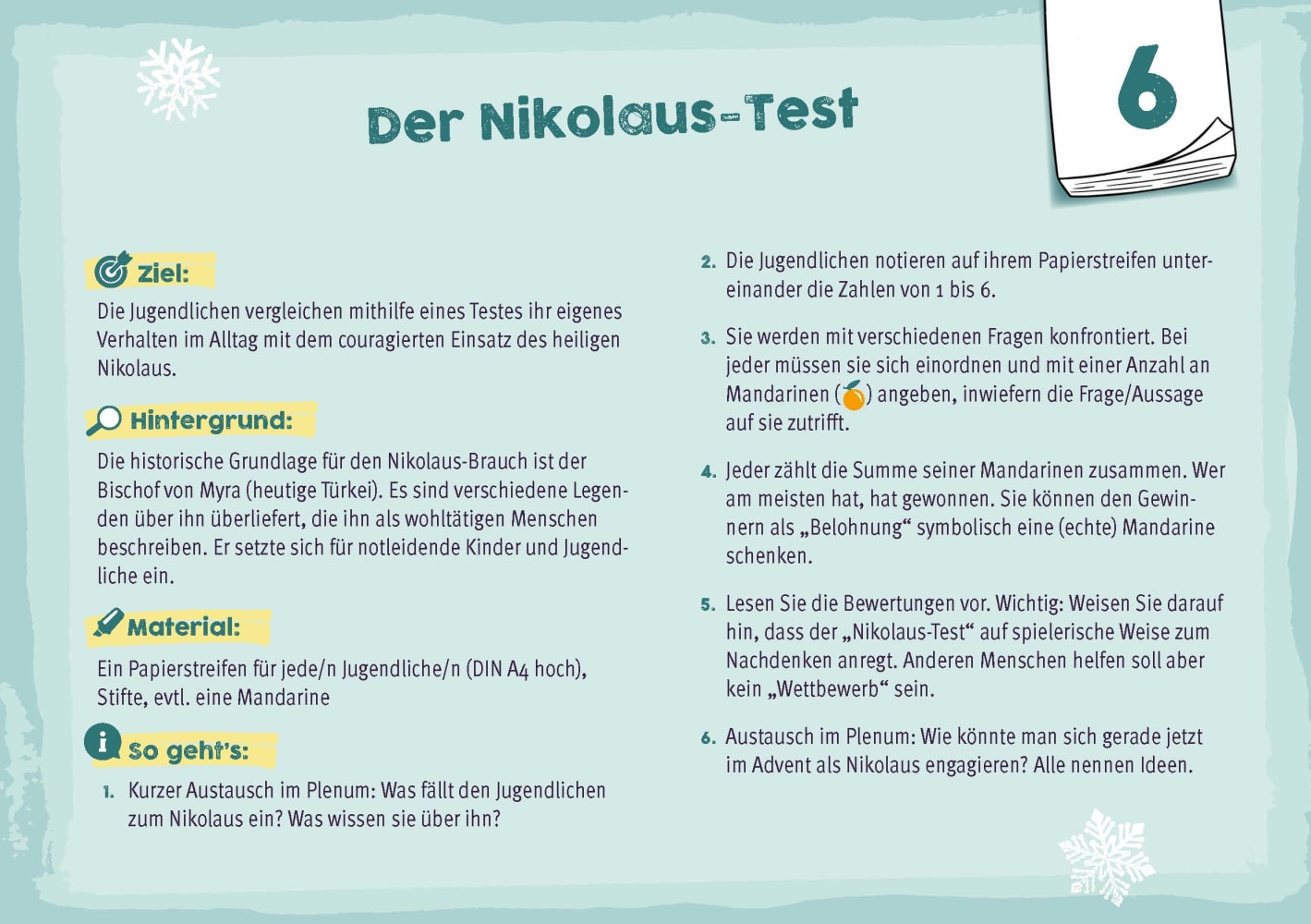 24 plus X zündende Ideen für Advent und Weihnachten mit Jugendlichen, Karten, ab 12 Jahre