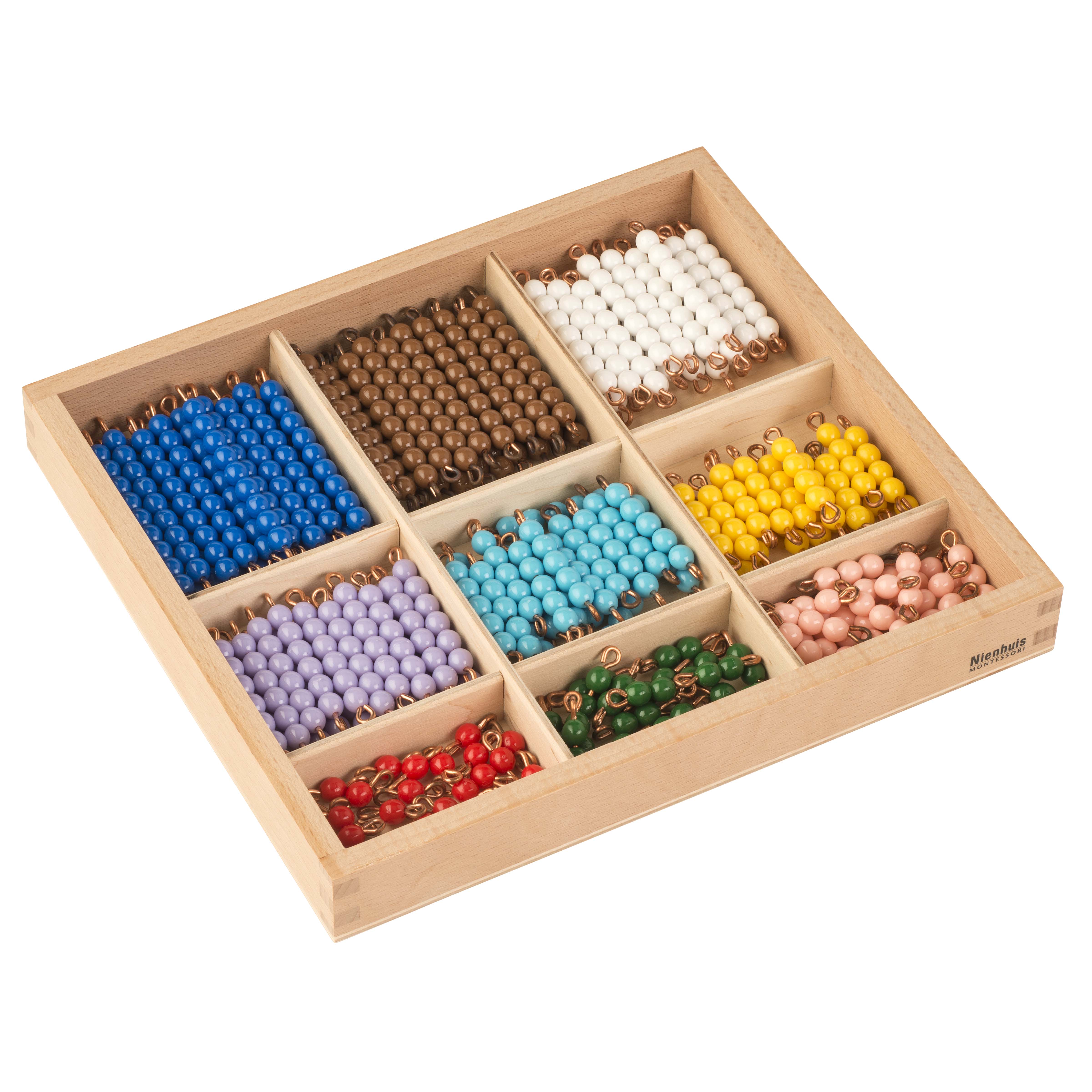 Kasten mit Perlenstäbchen für das Multiplikationsbrett: Lose Perlen (Kunststoff) - Montessori Mathematik