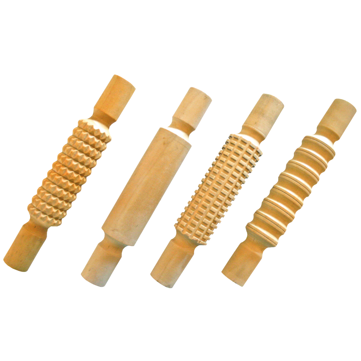 Knetrollenstempel 4er Set, Rollen 21 x 3,5 cm, für Knet und Ton