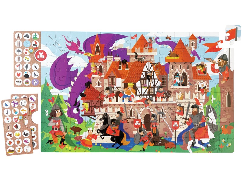 Beobachtungspuzzle Burg mit 104 Teilen und Poster, ab 5 Jahren