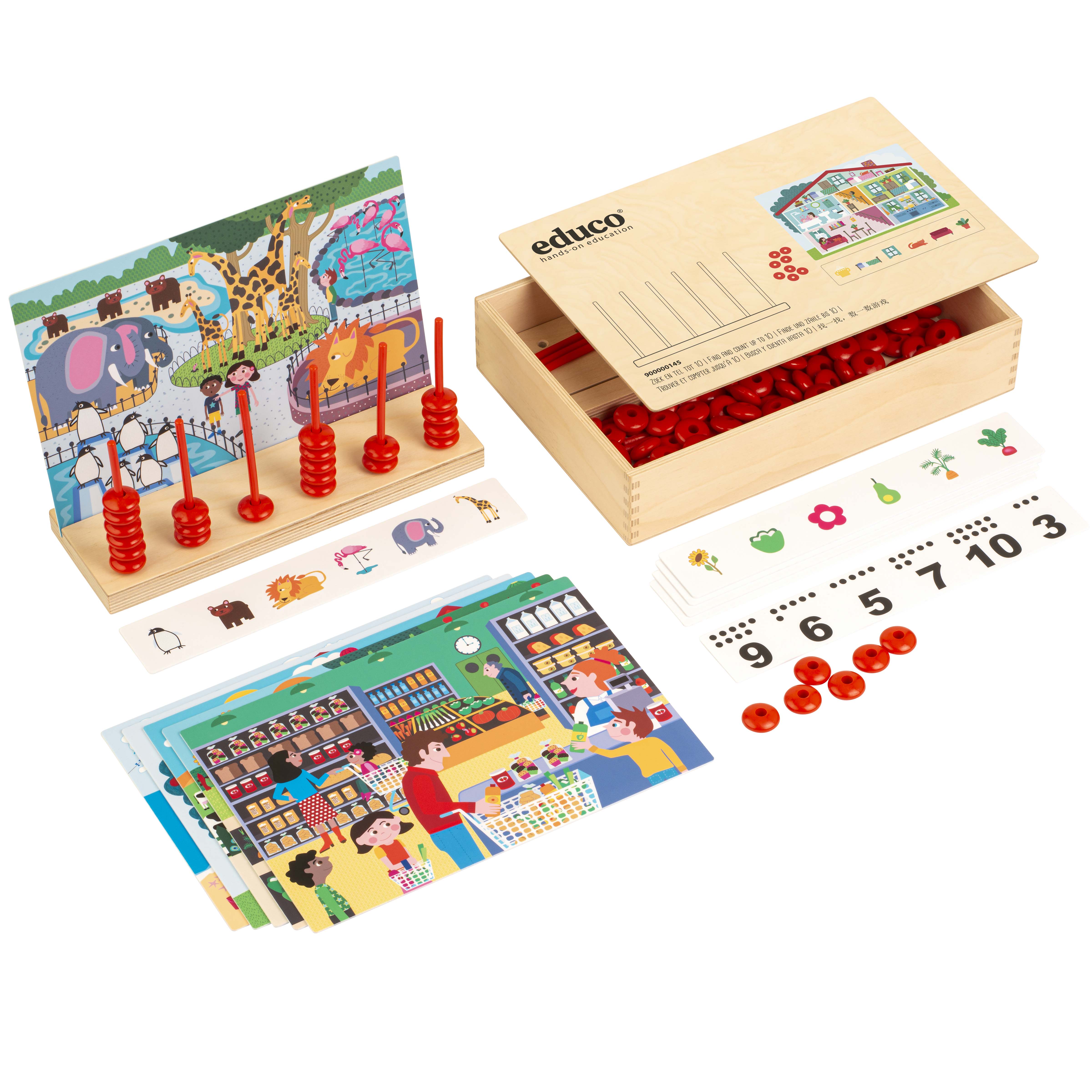 Finde und zähle bis 10 – Zählspiel aus Holz, ab 4 Jahre