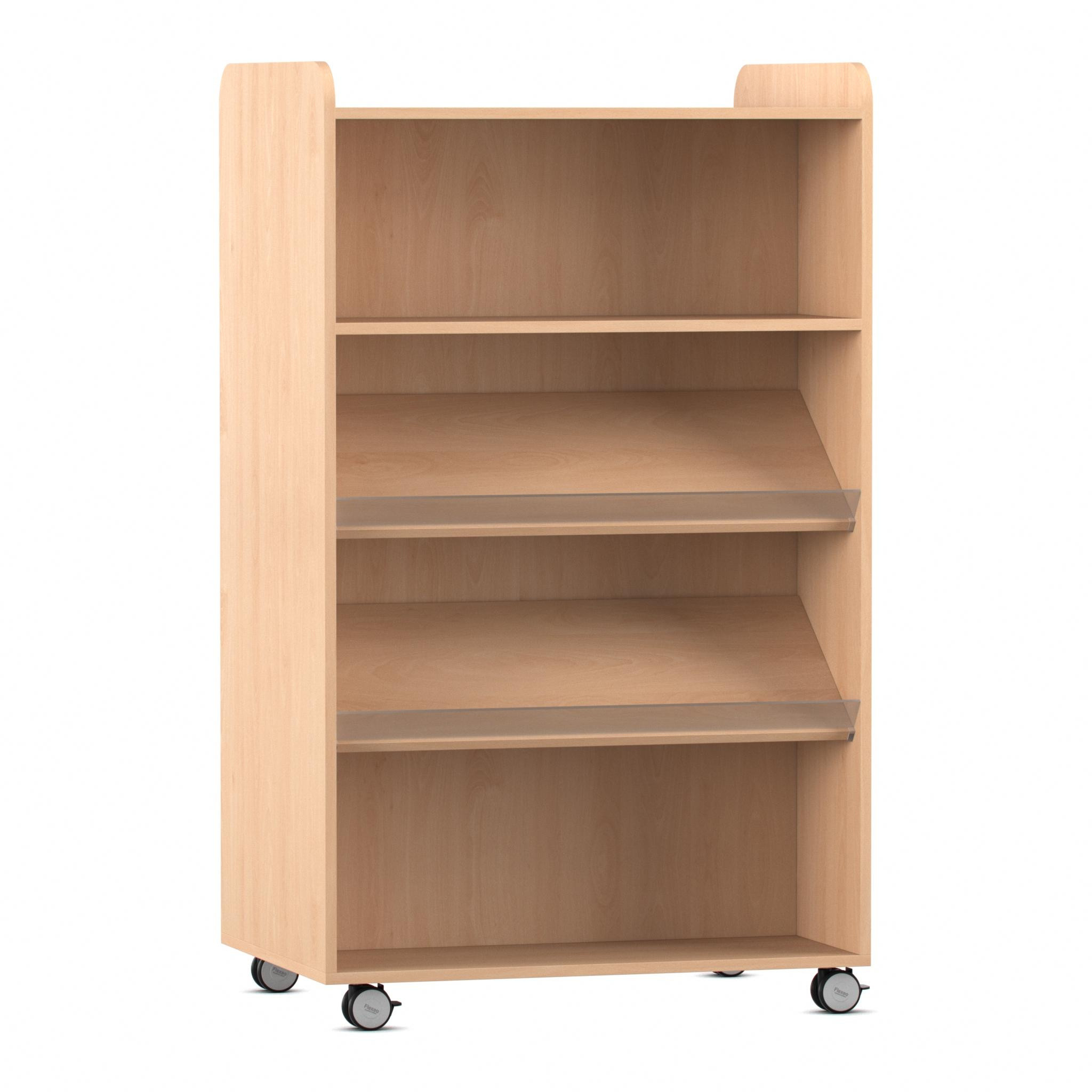 Flexeo Bücherwagen, Buche hell, HxBxT 158,6 x 94,4 x 66,8 cm