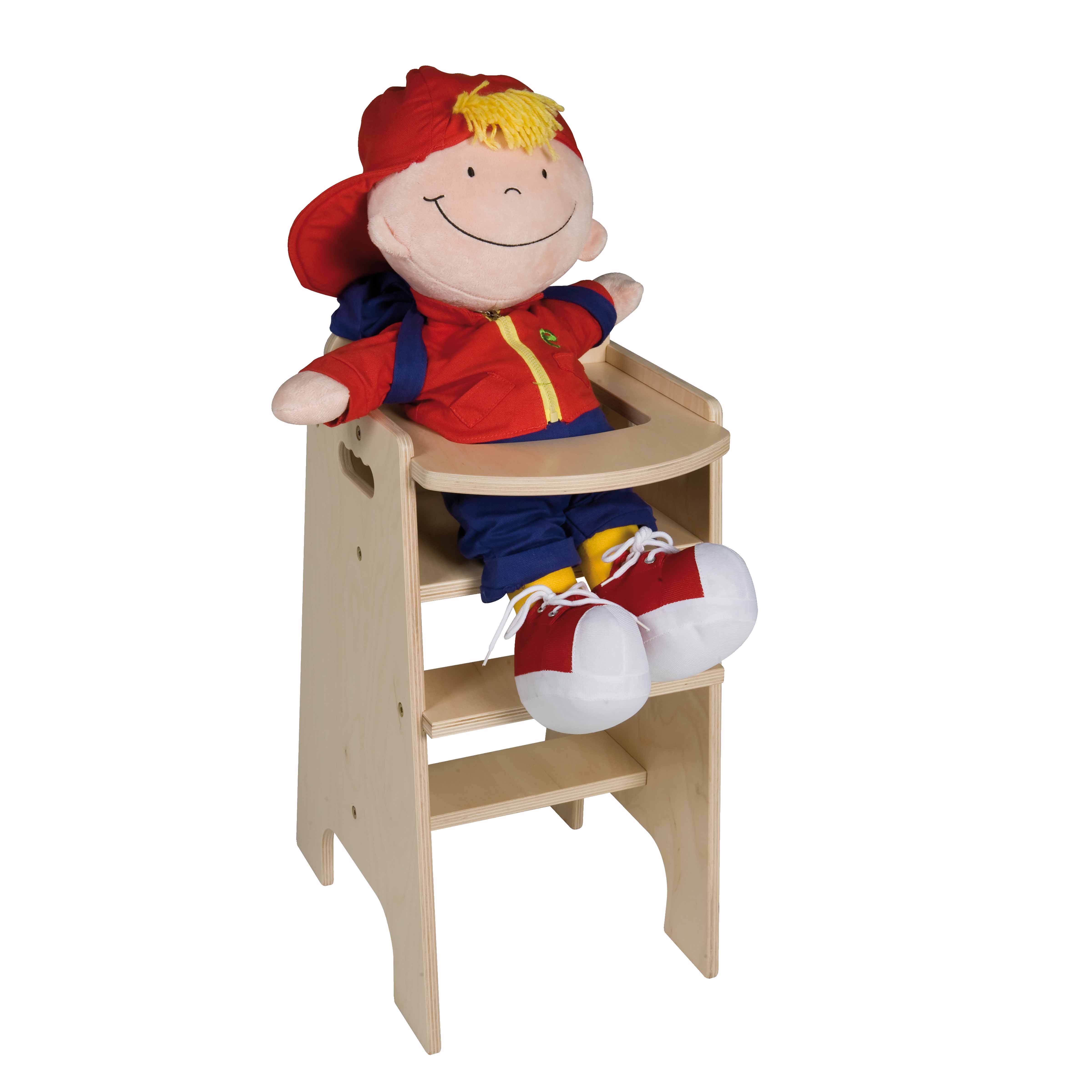 Puppenstuhl aus Holz mit Fußstütze und Tischchen, ab 3 Jahre