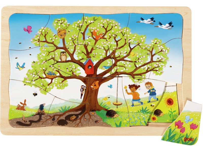 Schichtpuzzle Die Jahreszeiten des Apfelbaums aus Holz, ab 3 Jahren