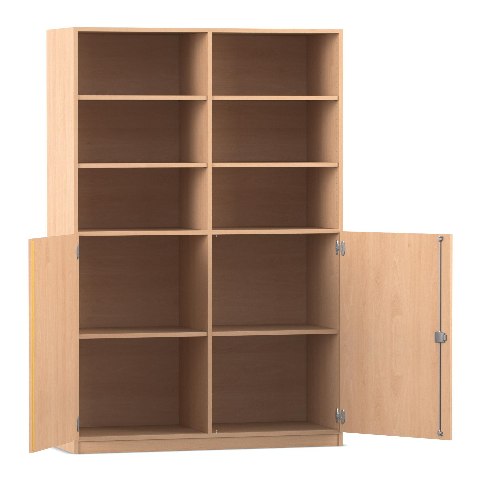 Flexeo Hochschrank Buche hell, 10 Fächer, 2 Halbtüren, HxBxT: 190x126,4x60 cm, Schloss